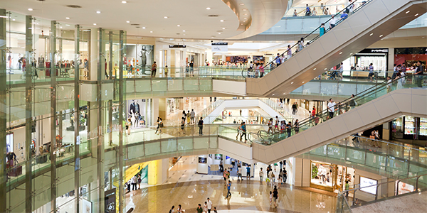 Shopping centre with security surveillance 